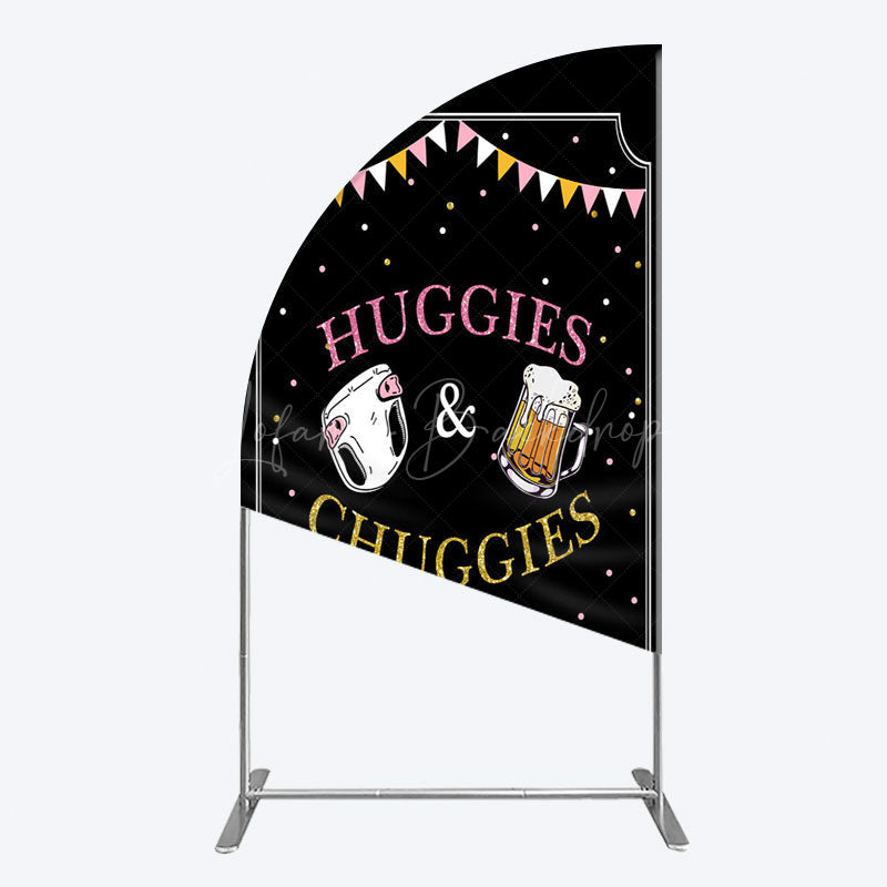 Lofaris Huggies And Chuggies Cute Baby Shower Half Moon Arch Backdrop