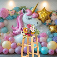 Lofaris Hydrangea Unicorn Balloon Focal Cake Smash Backdrop