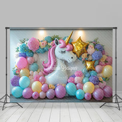 Lofaris Hydrangea Unicorn Balloon Focal Cake Smash Backdrop