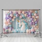 Lofaris Hydrangea Unicorn Curtain Sweet Cake Smash Backdrop