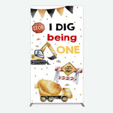 Lofaris I Dig Being One Construction Birthday Rectangle Backdrop