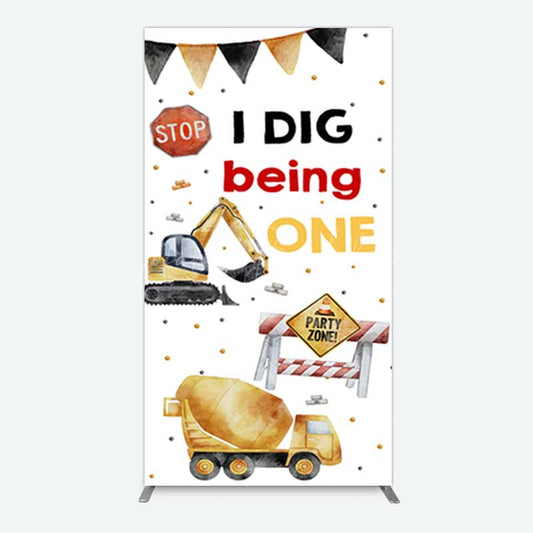 Lofaris I Dig Being One Construction Birthday Rectangle Backdrop