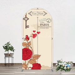 Lofaris I Love Paris Retro Floral Carte Postale Arch Backdrop
