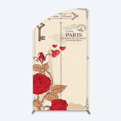 Lofaris I Love Paris Retro Floral Carte Postale Arch Backdrop