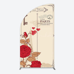 Lofaris I Love Paris Retro Floral Carte Postale Arch Backdrop