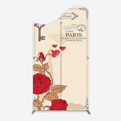 Lofaris I Love Paris Retro Floral Carte Postale Arch Backdrop