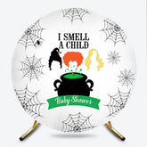 Lofaris I Smell a Child Halloween Baby Shower Round Backdrop Hocus Pocus Inspired Witch Sisters A is Brewing Decor