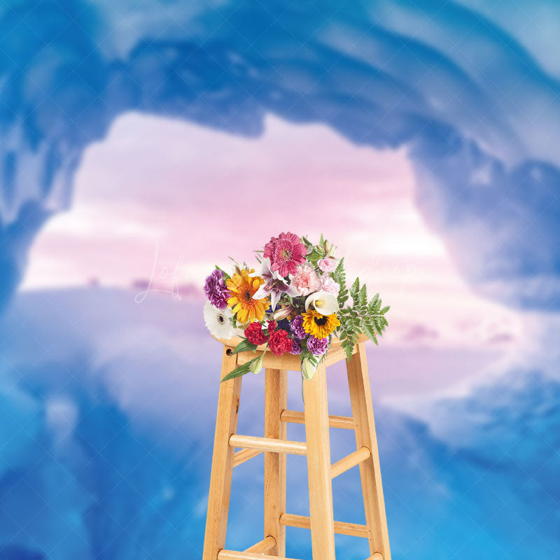 Lofaris Ice Cave Mountain Arctic Sunset Sea Winter Backdrop