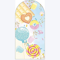 Lofaris Ice Cream Dessert Birthday Backdrop Sweet Candy Themed Arch Decor Fun Party Photo Booth for Girls