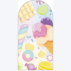 Lofaris Ice Cream Dessert Birthday Backdrop Sweet Candy Themed Arch Decor Fun Party Photo Booth for Girls