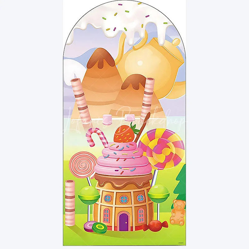 Lofaris Ice Cream Dessert Birthday Backdrop Sweet Candy Themed Arch Decor Fun Party Photo Booth for Girls