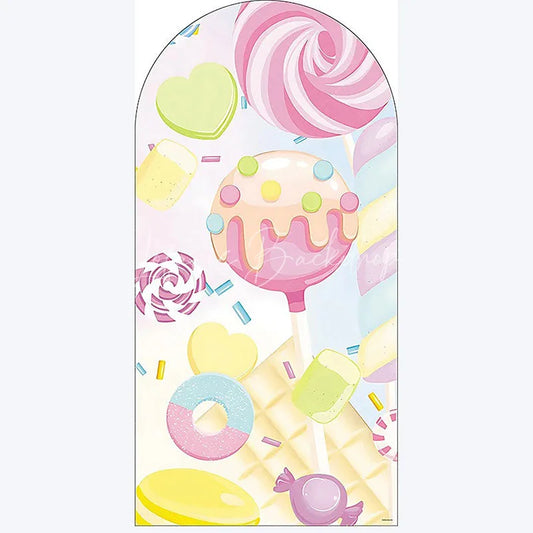 Lofaris Ice Cream Dessert Birthday Backdrop Sweet Candy Themed Arch Decor Fun Party Photo Booth for Girls