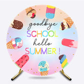 Lofaris Ice Cream Goodbye School Hello Summer Round Backdrop