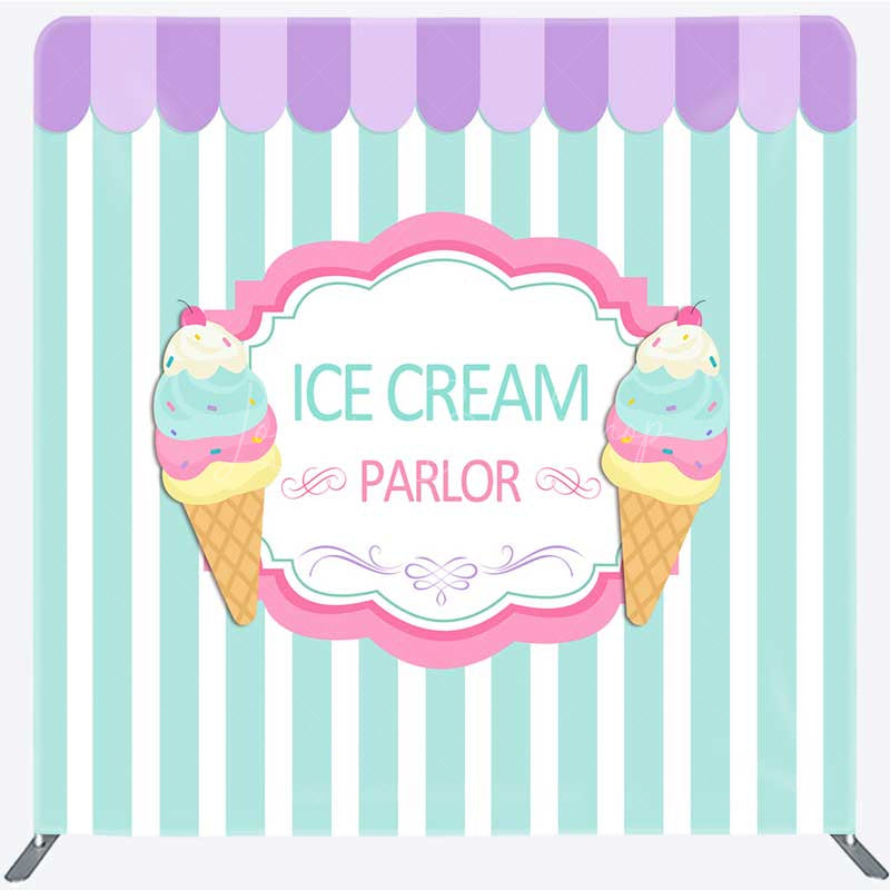 Lofaris Ice Cream Parlor Sweet Shop Square Tension Backdrop