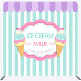 Lofaris Ice Cream Parlor Sweet Shop Square Tension Backdrop