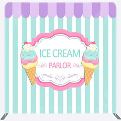 Lofaris Ice Cream Parlor Sweet Shop Square Tension Backdrop