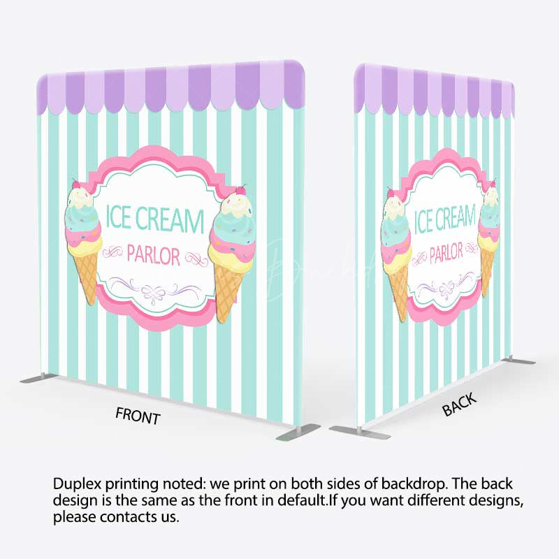 Lofaris Ice Cream Parlor Sweet Shop Square Tension Backdrop