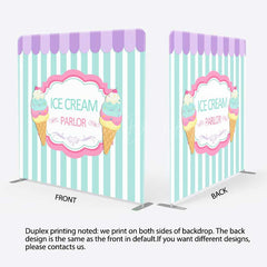 Lofaris Ice Cream Parlor Sweet Shop Square Tension Backdrop