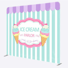 Lofaris Ice Cream Parlor Sweet Shop Square Tension Backdrop