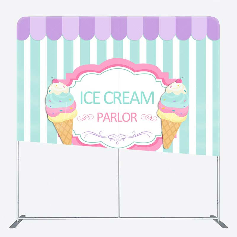 Lofaris Ice Cream Parlor Sweet Shop Square Tension Backdrop