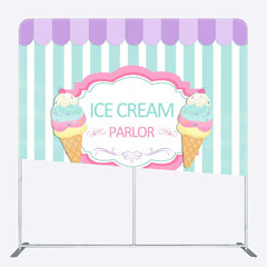 Lofaris Ice Cream Parlor Sweet Shop Square Tension Backdrop