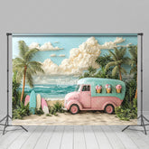 Lofaris Ice Cream Truck Beach Summer Photography Backdrop
