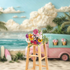 Lofaris Ice Cream Truck Beach Summer Photography Backdrop