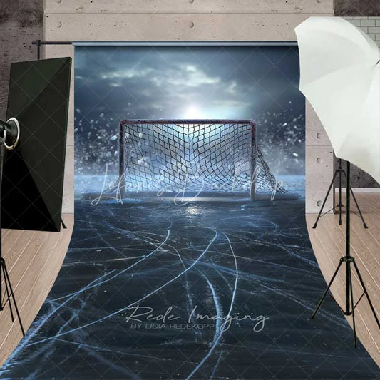 Lofaris Ice Hockey Rink Goal Sweep Photography Backdrop Winter Frozen Sports Competition Photo Background
