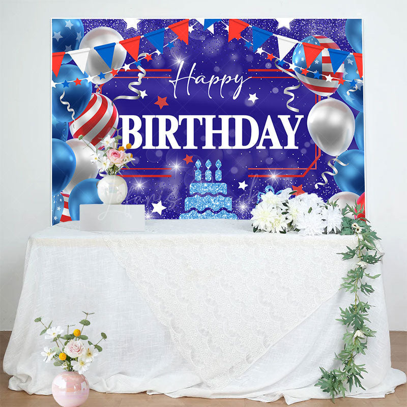 Lofaris Independence Day Balloon Cake Happy Birthday Backdrop