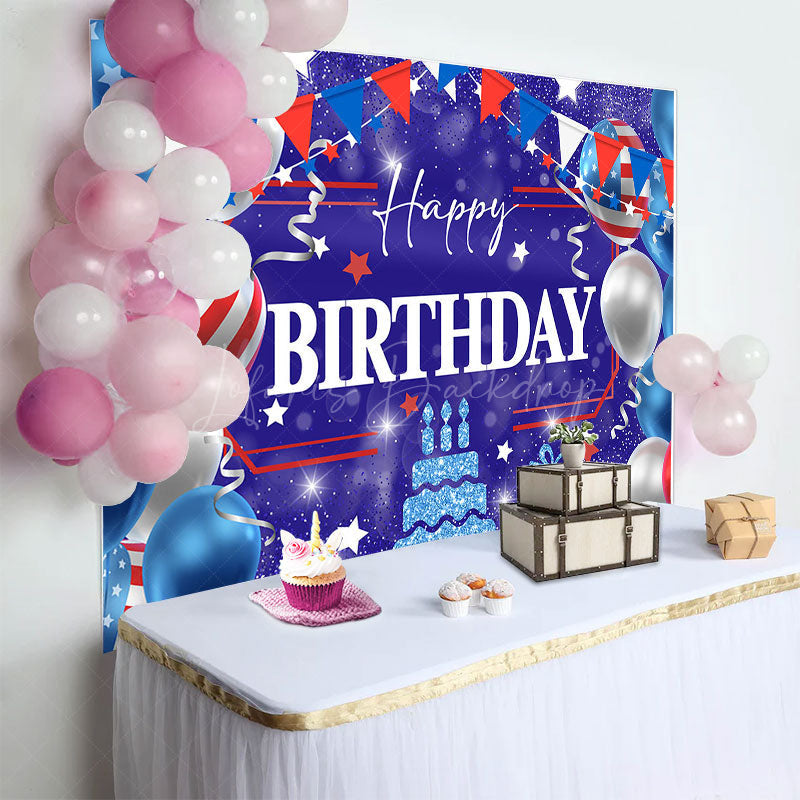 Lofaris Independence Day Balloon Cake Happy Birthday Backdrop