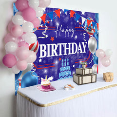 Lofaris Independence Day Balloon Cake Happy Birthday Backdrop