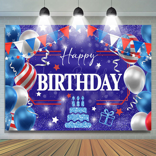 Lofaris Independence Day Balloon Cake Happy Birthday Backdrop