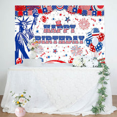 Lofaris Independence Day Vibe Statue Happy Birthday Backdrop