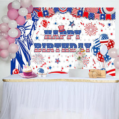 Lofaris Independence Day Vibe Statue Happy Birthday Backdrop