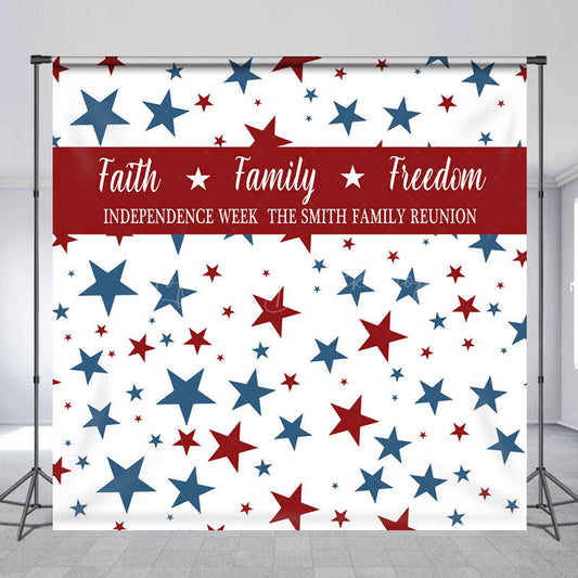 Lofaris Independence Week Custom Name Family Reunion Backdrop