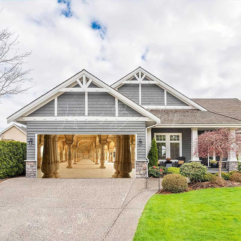 Lofaris India Palace Pillar Architecture Garage Door Banner