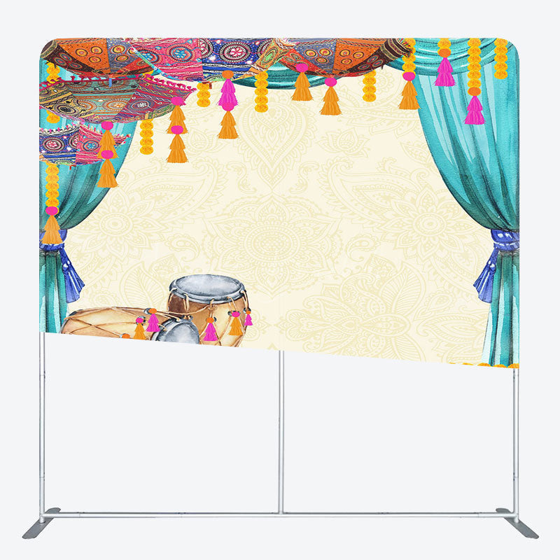 Lofaris Indian Drum Diwali Party Square Double-Sided Backdrop