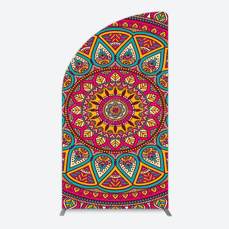 Lofaris Indian Mandala Boho Floral Birthday Arch Backdrop