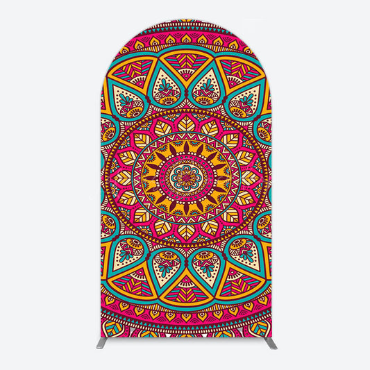 Lofaris Indian Mandala Boho Floral Birthday Arch Backdrop