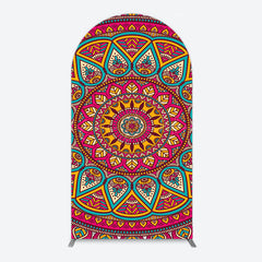 Lofaris Indian Mandala Boho Floral Birthday Arch Backdrop
