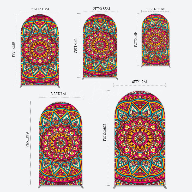 Lofaris Indian Mandala Boho Floral Birthday Arch Backdrop