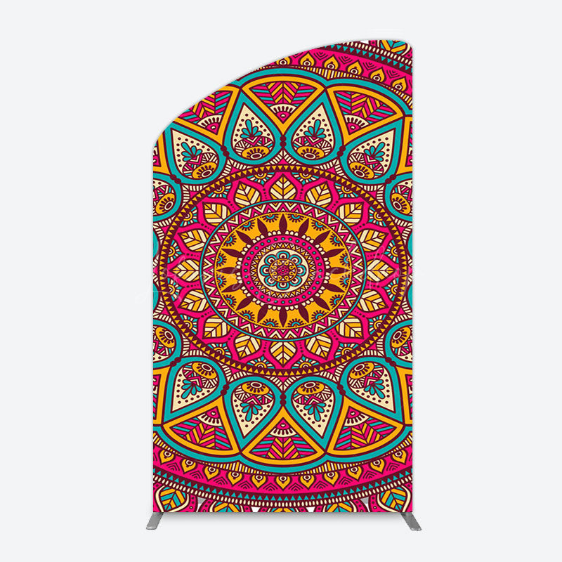Lofaris Indian Mandala Boho Floral Birthday Arch Backdrop