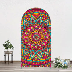Lofaris Indian Mandala Boho Floral Birthday Arch Backdrop