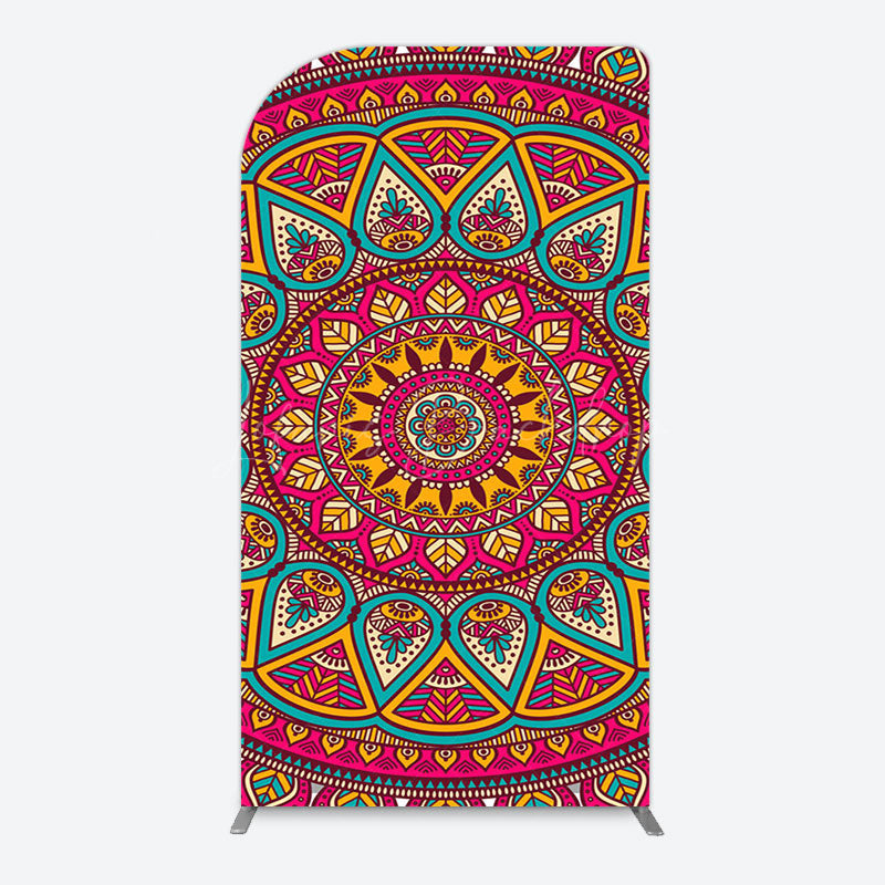 Lofaris Indian Mandala Boho Floral Birthday Arch Backdrop