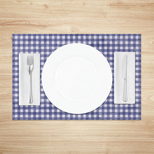 Lofaris Indigo Blue White Plaid Dining Set of 4 Placemats