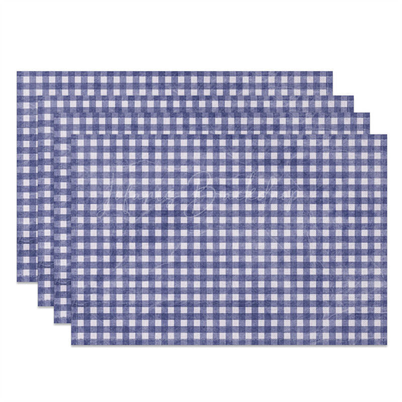 Lofaris Indigo Blue White Plaid Dining Set of 4 Placemats