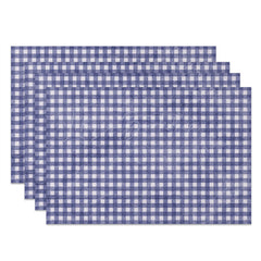 Lofaris Indigo Blue White Plaid Dining Set of 4 Placemats