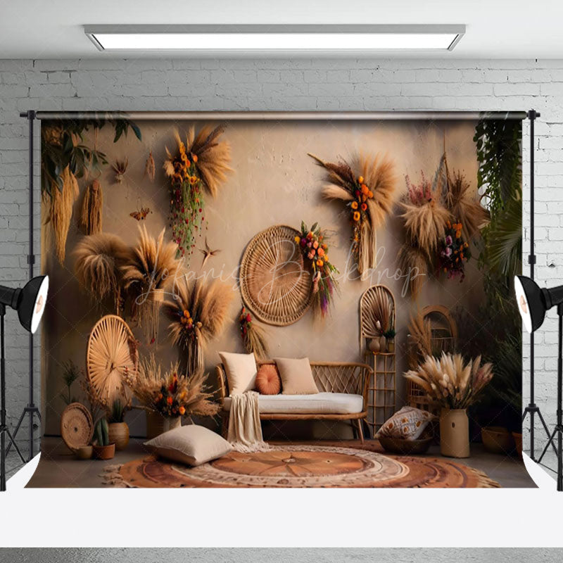 Lofaris Indoor Beige Boho Photography Backdrop For Photo