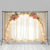 Lofaris Indoor Beige Chiffon Light Arch Floral Wedding Backdrop