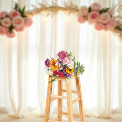Lofaris Indoor Beige Chiffon Light Arch Floral Wedding Backdrop